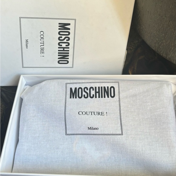 Authentic MOSCHINO Leather/Satin Bear print magnetic closure flap Crosby/Clutch - Picture 7 of 17